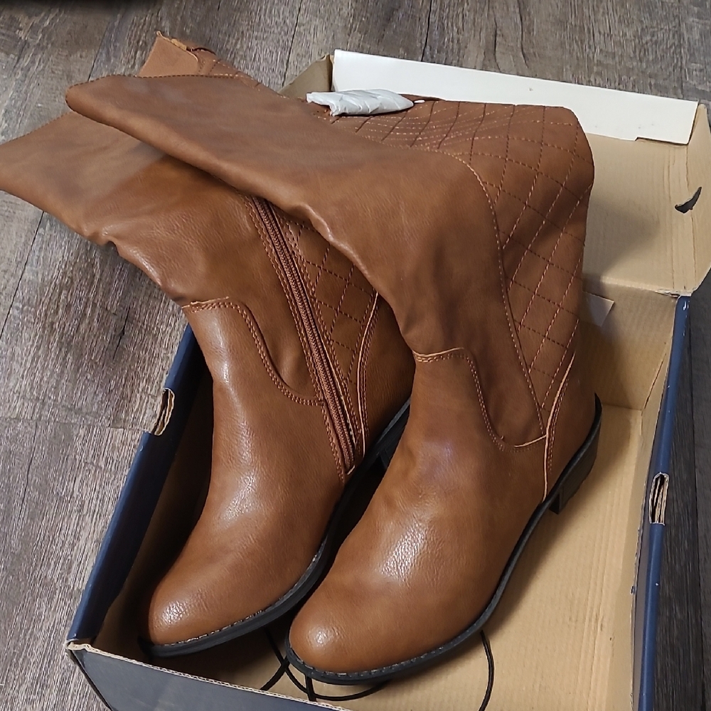 St. John's Bay Tan Quilted Over the Knee Boots